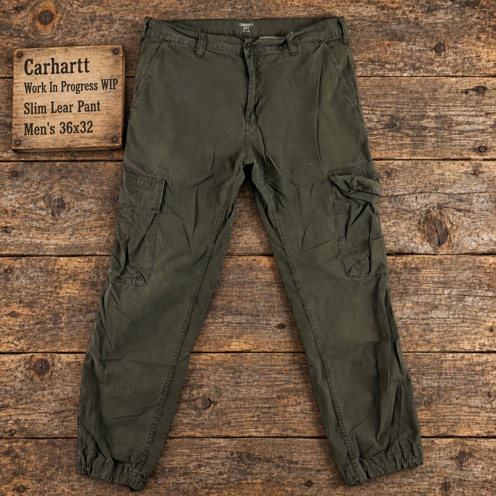 Carhartt WIP Slim Lear Pant Mens 36x32 Olive Green Ripstop Cargo Pants